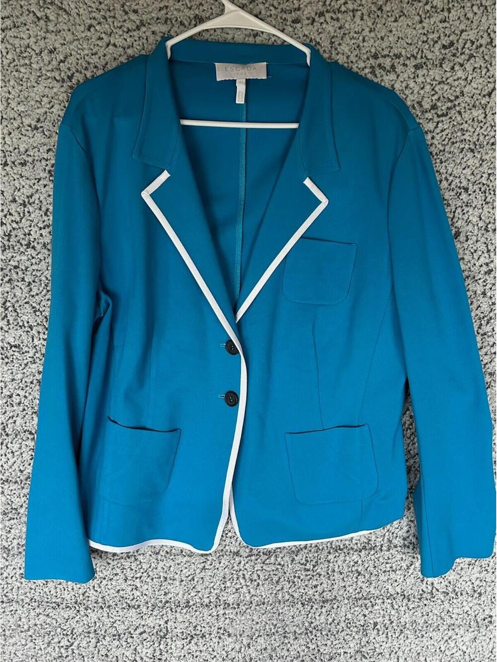 Escada Sport Womens Blazer Jacket Blue White Trim Size 46 (US XL) Croatia